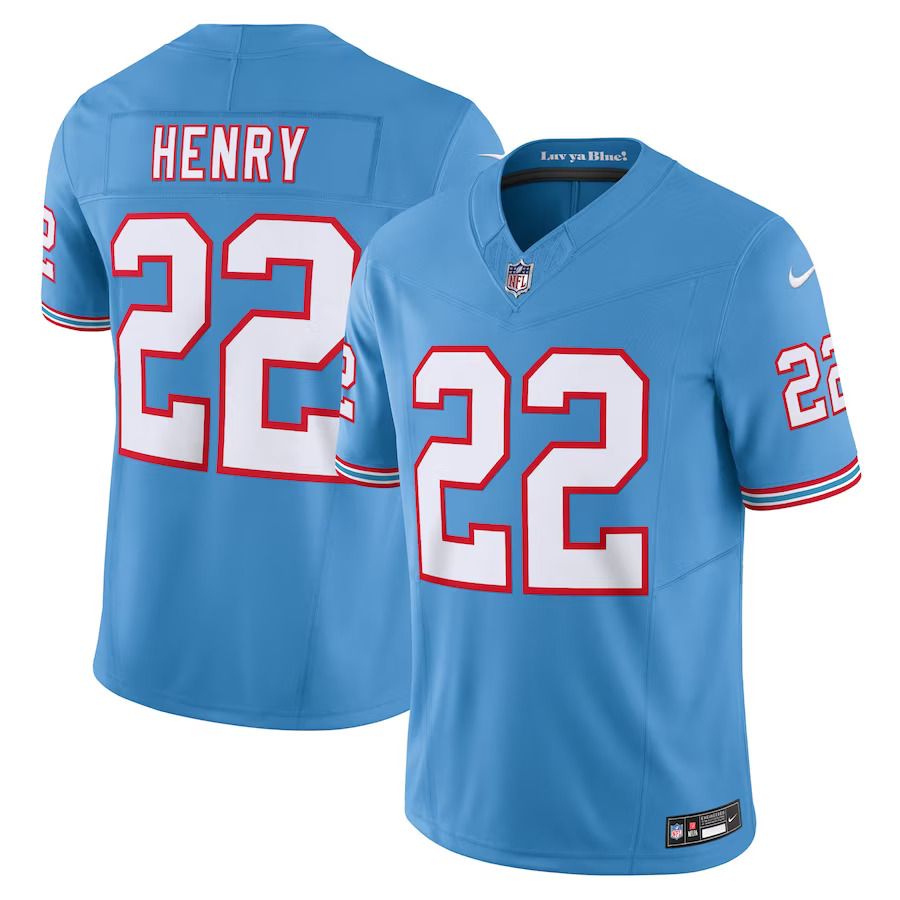 Men Tennessee Titans 22 Derrick Henry Nike Light Blue Oilers Throwback Vapor F.U.S.E. Limited NFL Jersey